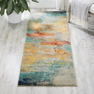 HomeRoots 2' X 8' Sealife Abstract Non-Skid Runner Rug - Coastal Elegance for Hallways & Entryways, Durable Design 480142