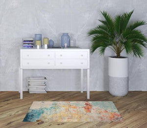 Homeroots 3' X 5' Sealife Abstract Power Loom Non Skid Area Rug  Polypropylene 480143