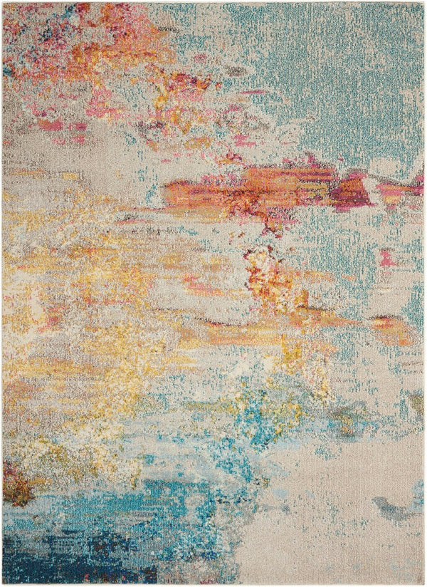 HomeRoots 4' Sealife Abstract Area Rug - Coastal-Inspired Non-Skid Design for Modern Living Spaces 4' X 6' Rectangle 480144