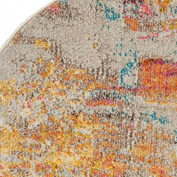 HomeRoots 4' Sealife Abstract Area Rug - Coastal-Inspired Non-Skid Design for Modern Living Spaces 5' Round Round 480146