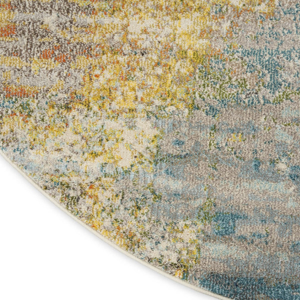 HomeRoots 4' Sealife Abstract Area Rug - Coastal-Inspired Non-Skid Design for Modern Living Spaces 5' Round Round 480146