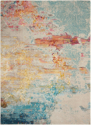 HomeRoots 4' Sealife Abstract Area Rug - Coastal-Inspired Non-Skid Design for Modern Living Spaces 5' X 7' Rectangle 480147