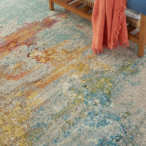 HomeRoots 4' Sealife Abstract Area Rug - Coastal-Inspired Non-Skid Design for Modern Living Spaces 5' X 7' Rectangle 480147