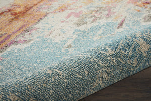 HomeRoots 4' Sealife Abstract Area Rug - Coastal-Inspired Non-Skid Design for Modern Living Spaces 8' Round Round 480148