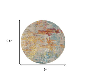 Homeroots 8' X 8' Sealife Round Abstract Power Loom Non Skid Area Rug  Polypropylene 480148