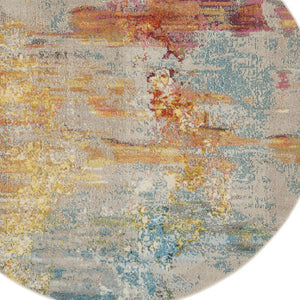 Homeroots 8' X 8' Sealife Round Abstract Power Loom Non Skid Area Rug  Polypropylene 480148