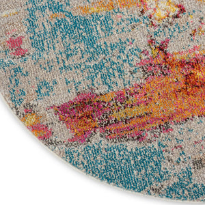 HomeRoots 4' Sealife Abstract Area Rug - Coastal-Inspired Non-Skid Design for Modern Living Spaces 8' Round Round 480148