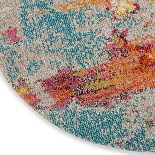 HomeRoots 4' Sealife Abstract Area Rug - Coastal-Inspired Non-Skid Design for Modern Living Spaces 8' Round Round 480148