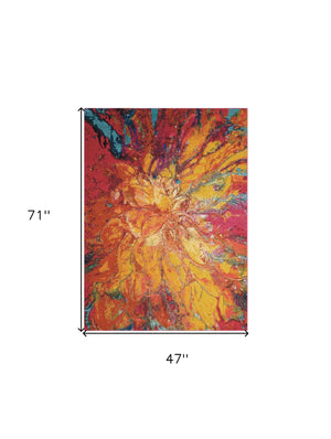 Homeroots 4' X 6' Cayenne Abstract Power Loom Non Skid Area Rug  Polypropylene 480149