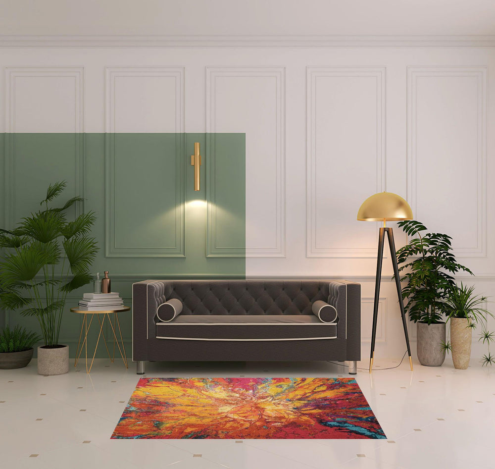 Homeroots 4' X 6' Cayenne Abstract Power Loom Non Skid Area Rug  Polypropylene 480149