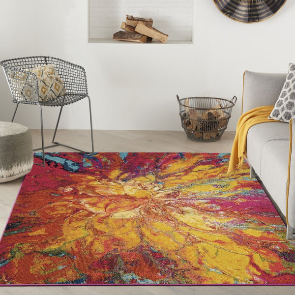 HomeRoots 4' Cayenne Abstract Power Loom Area Rug - Soft, Non-Skid Durable Design for Modern Home Decor 5' X 7' 480150