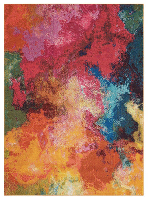 HomeRoots 4' Cayenne Abstract Power Loom Area Rug - Soft, Non-Skid Durable Design for Modern Home Decor 5' X 7' 480152