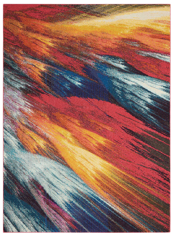 Homeroots 4' X 6' Burst Abstract Power Loom Non Skid Area Rug  Polypropylene 480153