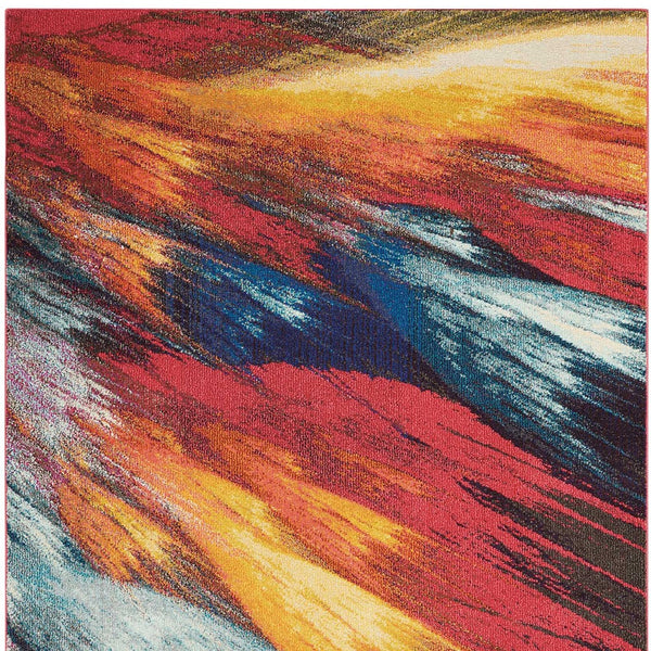 Homeroots 4' X 6' Burst Abstract Power Loom Non Skid Area Rug  Polypropylene 480153