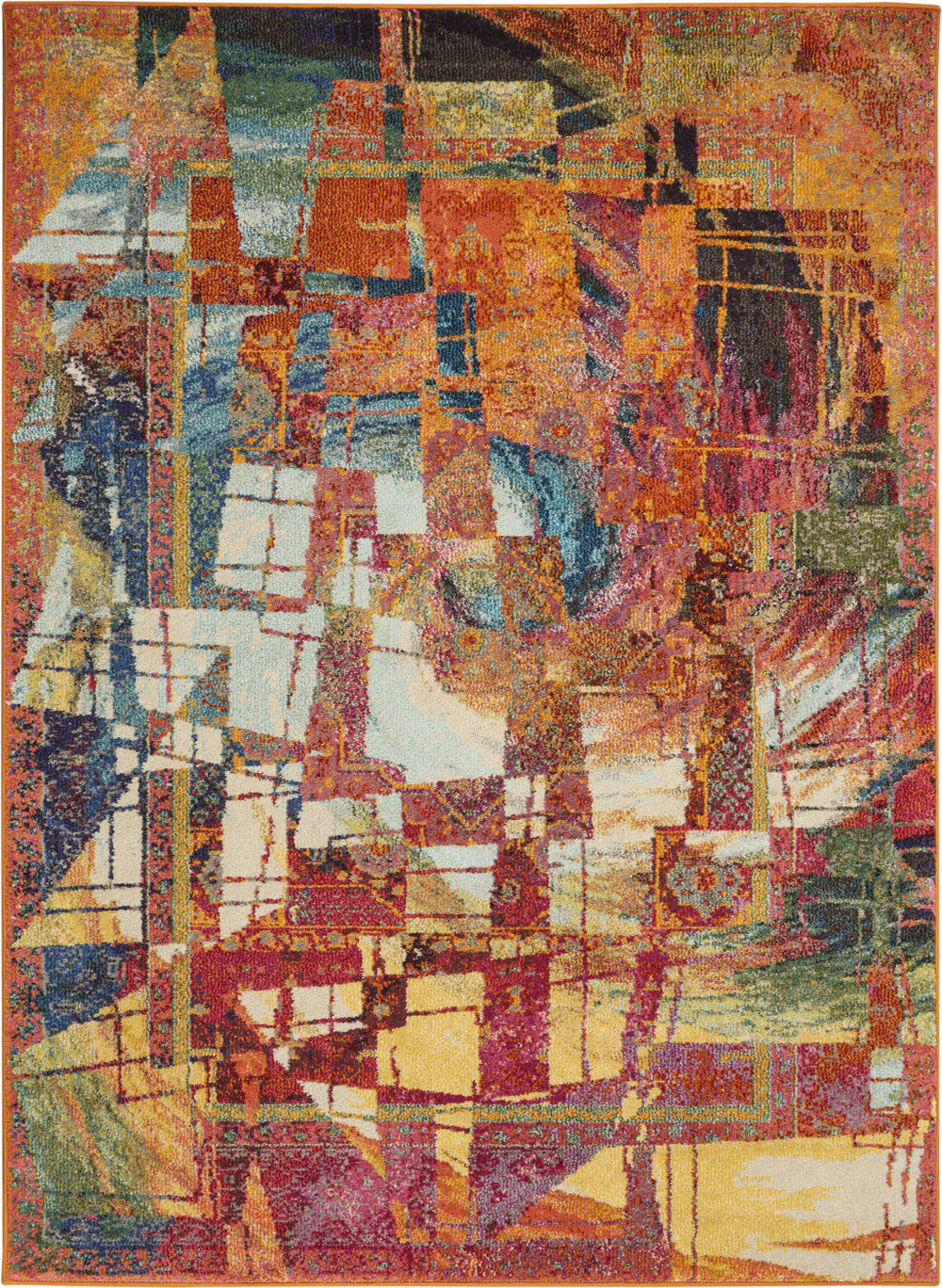 Homeroots 4' X 6' Stained Glass Abstract Power Loom Non Skid Area Rug  Polypropylene 480155