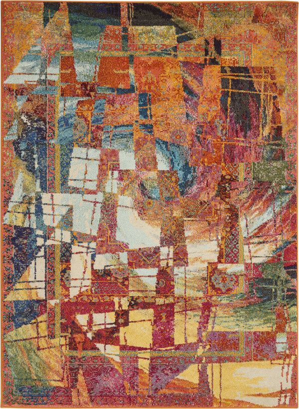 Homeroots 4' X 6' Stained Glass Abstract Power Loom Non Skid Area Rug  Polypropylene 480155