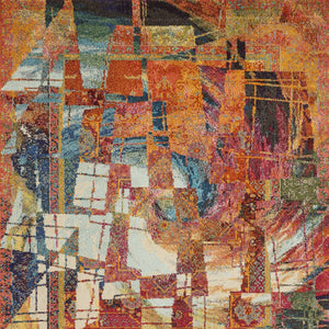 Homeroots 4' X 6' Stained Glass Abstract Power Loom Non Skid Area Rug  Polypropylene 480155