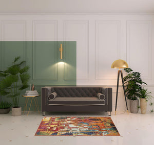 Homeroots 4' X 6' Stained Glass Abstract Power Loom Non Skid Area Rug  Polypropylene 480155