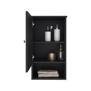 English Elm Bathbi 28" Medicine Cabinet with Two Interior Shelves and Open Shelf for Organized Bathroom Storage Black 30 L x 19 W x 4 H B070P234327