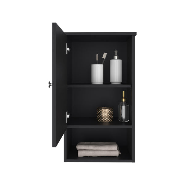 English Elm Bathbi 28" Medicine Cabinet with Two Interior Shelves and Open Shelf for Organized Bathroom Storage Black 30 L x 19 W x 4 H B070P234327