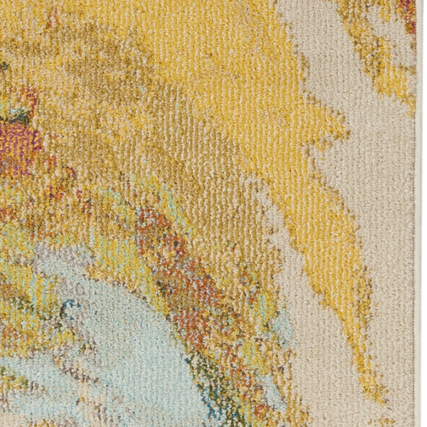 HomeRoots 2' X 8' Wave Abstract Runner Rug – Modern Non-Skid, Durable, Cozy Comfort for High-Traffic Areas 480159