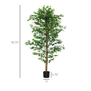 English Elm HOMCOM Realistic 6ft Ficus Artificial Tree with Pot, 1,260 Lush Leaves, No Maintenance Décor W2225P217280