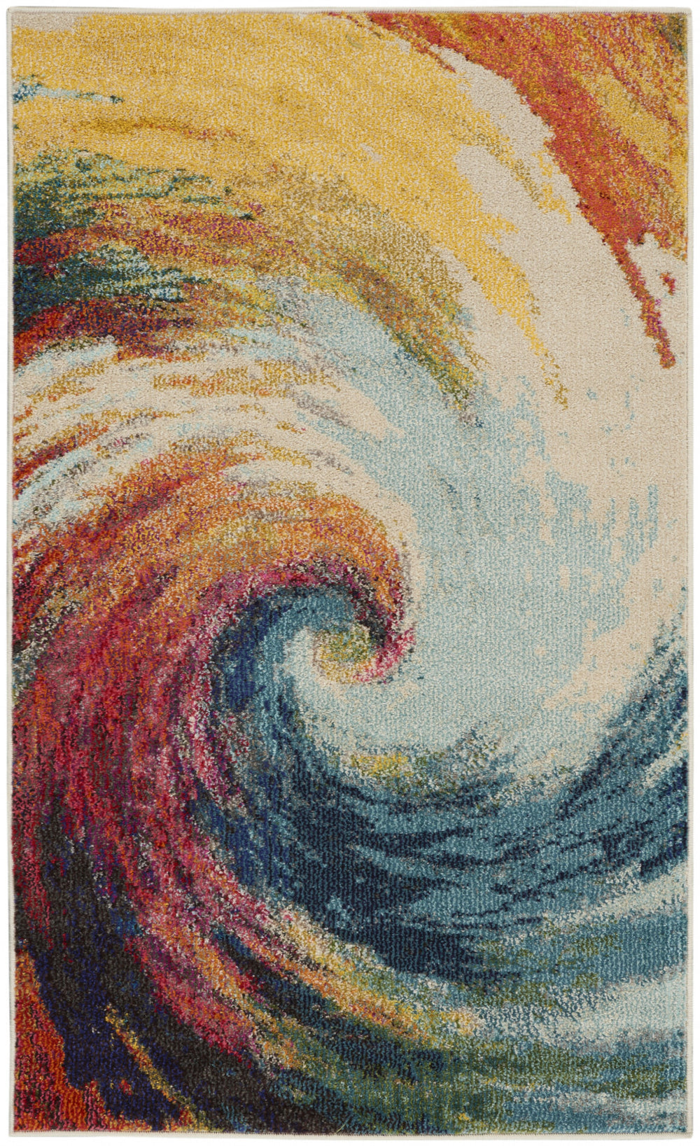 Homeroots 3' X 5' Wave Abstract Power Loom Non Skid Area Rug  Polypropylene 480160