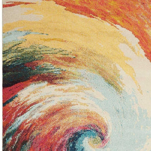 HomeRoots 4' Wave Abstract Area Rug - Modern Power Loomed Design, Soft Non-Skid Comfort for Any Room 4' X 6' Rectangle 480161