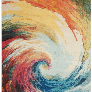 HomeRoots 4' Wave Abstract Area Rug - Modern Power Loomed Design, Soft Non-Skid Comfort for Any Room 4' X 6' Rectangle 480161
