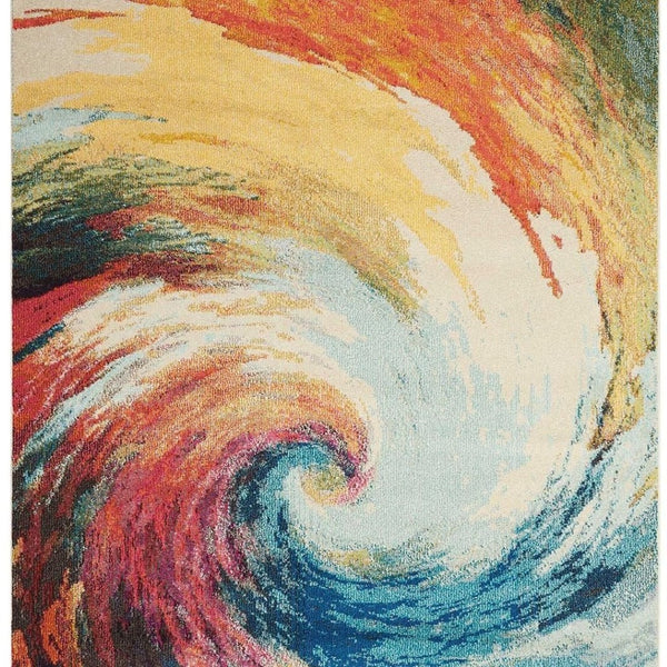 HomeRoots 4' Wave Abstract Area Rug - Modern Power Loomed Design, Soft Non-Skid Comfort for Any Room 4' X 6' Rectangle 480161