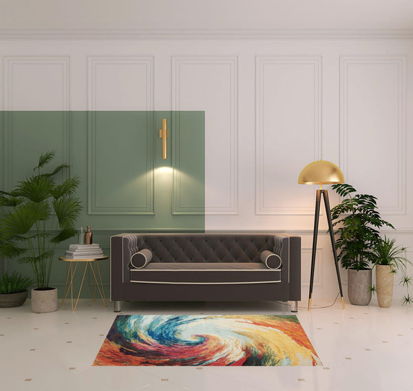 Homeroots 4' X 6' Wave Abstract Power Loom Non Skid Area Rug  Polypropylene 480161