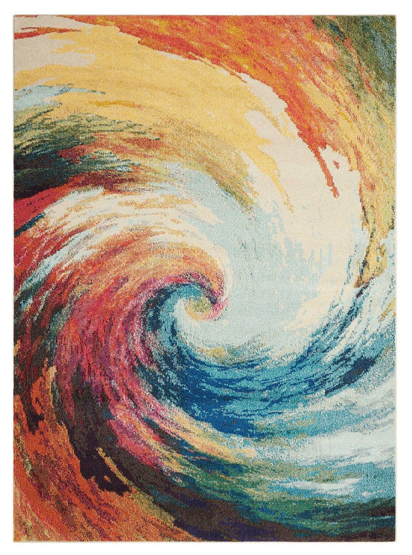 HomeRoots 4' Wave Abstract Area Rug - Modern Power Loomed Design, Soft Non-Skid Comfort for Any Room 4' X 6' Rectangle 480161