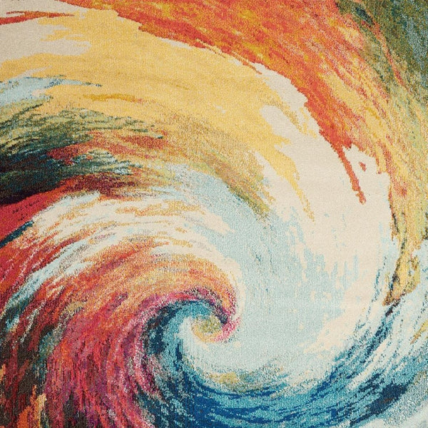 HomeRoots 4' Wave Abstract Area Rug - Modern Power Loomed Design, Soft Non-Skid Comfort for Any Room 5' X 7' Rectangle 480164
