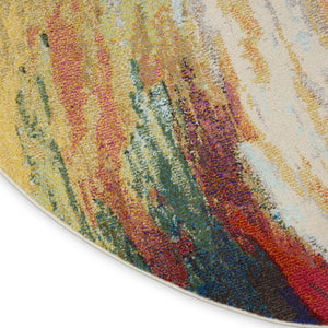 HomeRoots 4' Wave Abstract Area Rug - Modern Power Loomed Design, Soft Non-Skid Comfort for Any Room 8' Round Round 480165