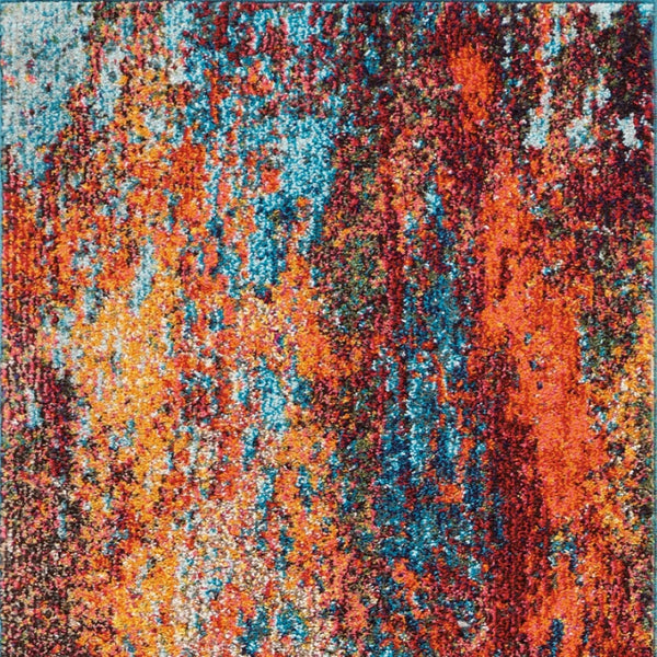 HomeRoots 2' X 8' Atlantic Abstract Runner Rug - Non-Skid, Stylish, Durable for Hallways & Entryways, Easy Care 480168
