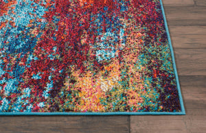 HomeRoots 2' X 8' Atlantic Abstract Runner Rug - Non-Skid, Stylish, Durable for Hallways & Entryways, Easy Care 480168