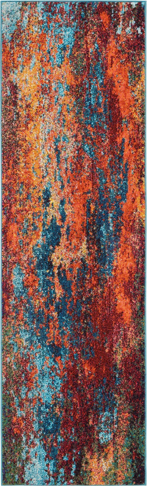 HomeRoots 2' X 8' Atlantic Abstract Runner Rug - Non-Skid, Stylish, Durable for Hallways & Entryways, Easy Care 480168