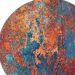 Homeroots 4' X 4' Atlantic Round Abstract Power Loom Non Skid Area Rug  Polypropylene 480171