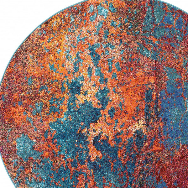 Homeroots 4' X 4' Atlantic Round Abstract Power Loom Non Skid Area Rug  Polypropylene 480171