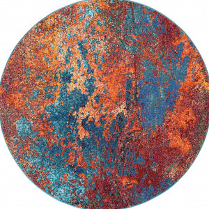 Homeroots 4' X 4' Atlantic Round Abstract Power Loom Non Skid Area Rug  Polypropylene 480171