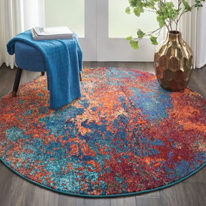 HomeRoots 4' Atlantic Abstract Power Loom Area Rug - Non-Skid, Durable, Stylish Design for Modern Spaces 4' Round Round 480171