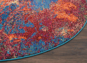 HomeRoots 4' Atlantic Abstract Power Loom Area Rug - Non-Skid, Durable, Stylish Design for Modern Spaces 4' Round Round 480171