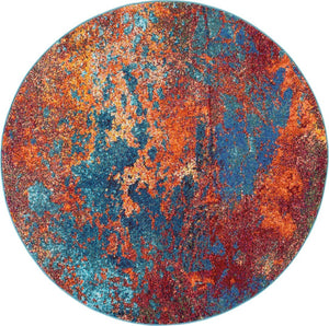 HomeRoots 4' Atlantic Abstract Power Loom Area Rug - Non-Skid, Durable, Stylish Design for Modern Spaces 5' Round Round 480172