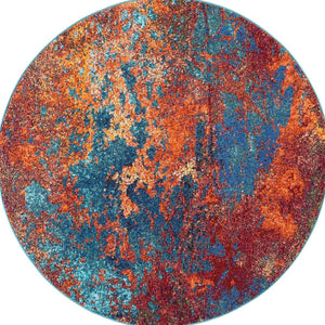 HomeRoots 4' Atlantic Abstract Power Loom Area Rug - Non-Skid, Durable, Stylish Design for Modern Spaces 5' Round Round 480172