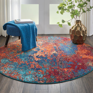 HomeRoots 4' Atlantic Abstract Power Loom Area Rug - Non-Skid, Durable, Stylish Design for Modern Spaces 5' Round Round 480172