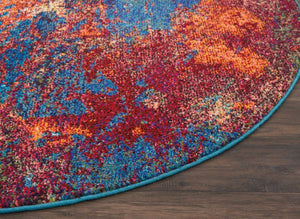 HomeRoots 4' Atlantic Abstract Power Loom Area Rug - Non-Skid, Durable, Stylish Design for Modern Spaces 5' Round Round 480172