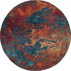 HomeRoots 4' Atlantic Abstract Power Loom Area Rug - Non-Skid, Durable, Stylish Design for Modern Spaces 8' Round Round 480174