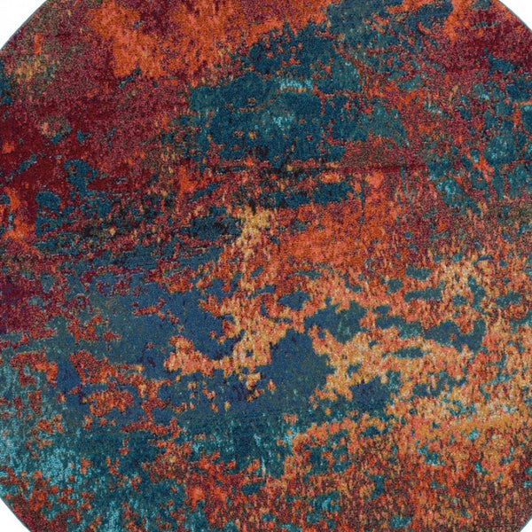 HomeRoots 4' Atlantic Abstract Power Loom Area Rug - Non-Skid, Durable, Stylish Design for Modern Spaces 8' Round Round 480174