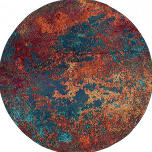 HomeRoots 4' Atlantic Abstract Power Loom Area Rug - Non-Skid, Durable, Stylish Design for Modern Spaces 8' Round Round 480174