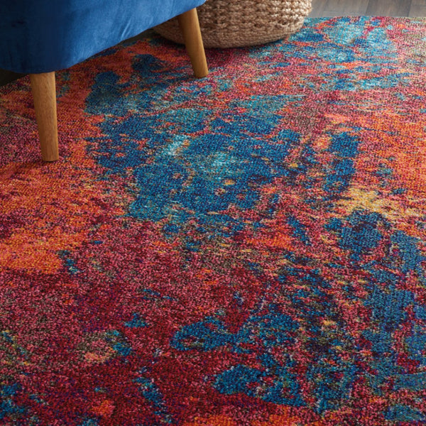 HomeRoots 4' Atlantic Abstract Power Loom Area Rug - Non-Skid, Durable, Stylish Design for Modern Spaces 8' Round Round 480174